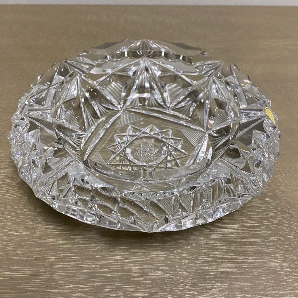 Vintage Lead Crystal Bohemian Czech Ashtray - Picture 5 of 13